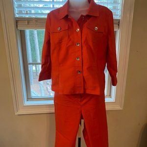 Rafella 2-piece orange jacket and pants size 12